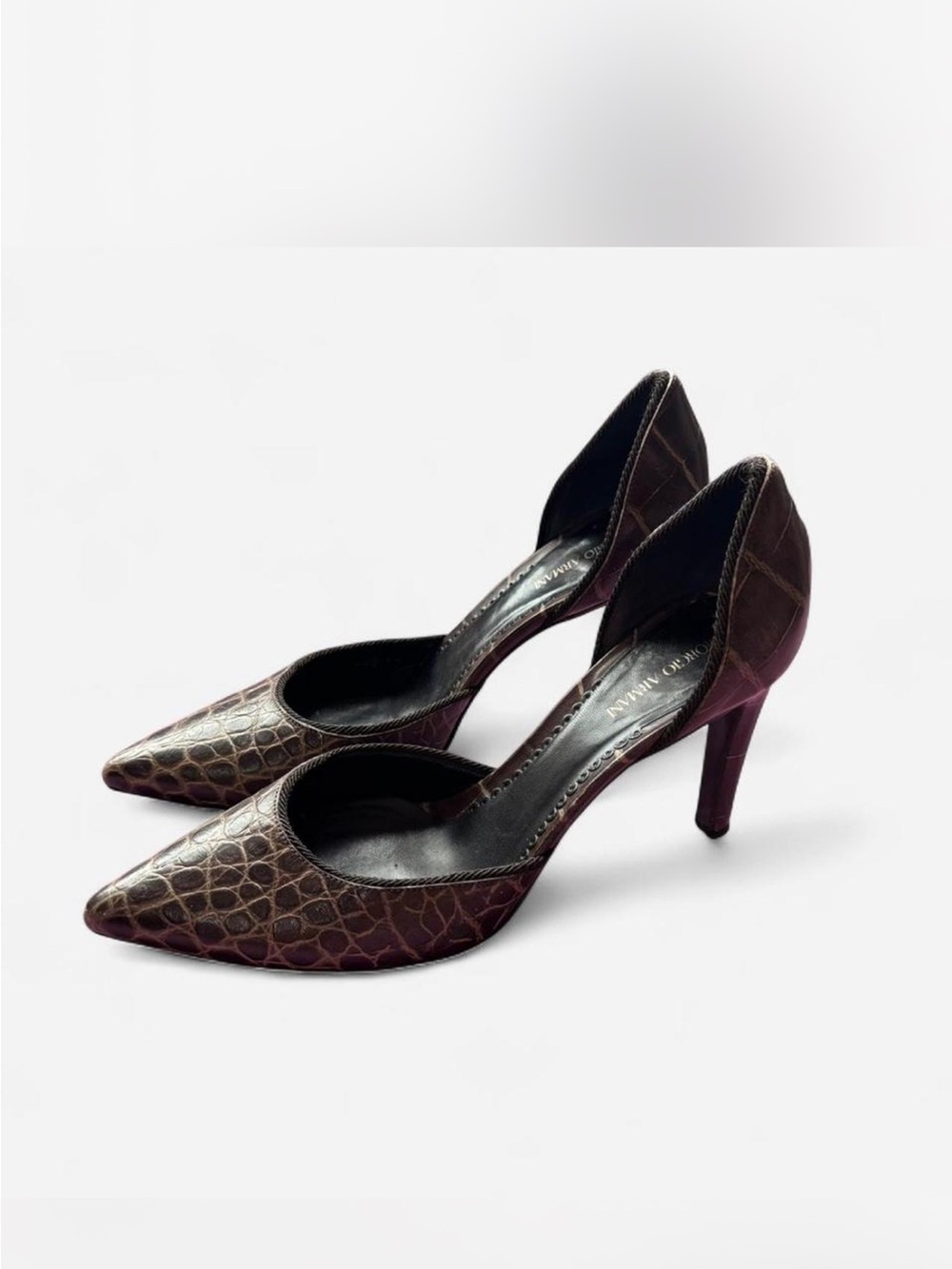 Women's Pointed D'Orsay Pump in Dark Brown Croc